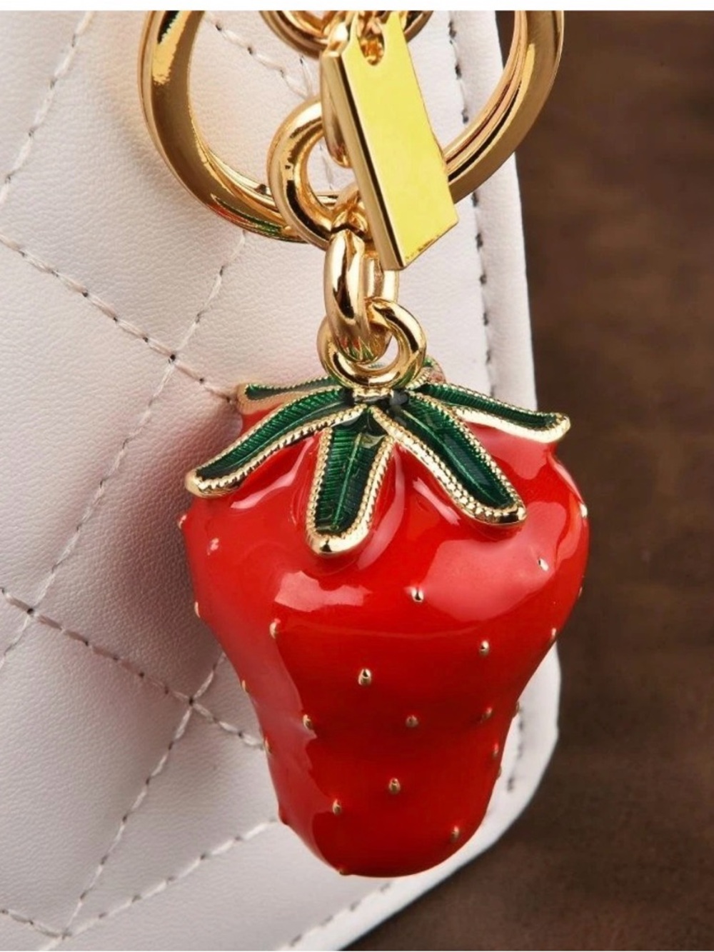 Coach Red & Green Strawberry Keychain Charm